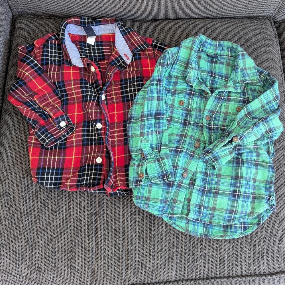 Baby Gap Bundle Of 2 Flannel Button Down Shirts 18-24 Months Baby